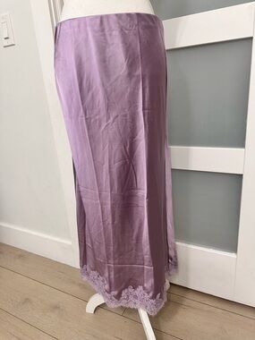 Old Navy x Anna Sui Lilac Satin Lace Hem Midi Skirt SZ Med Fairy Feminine NWT